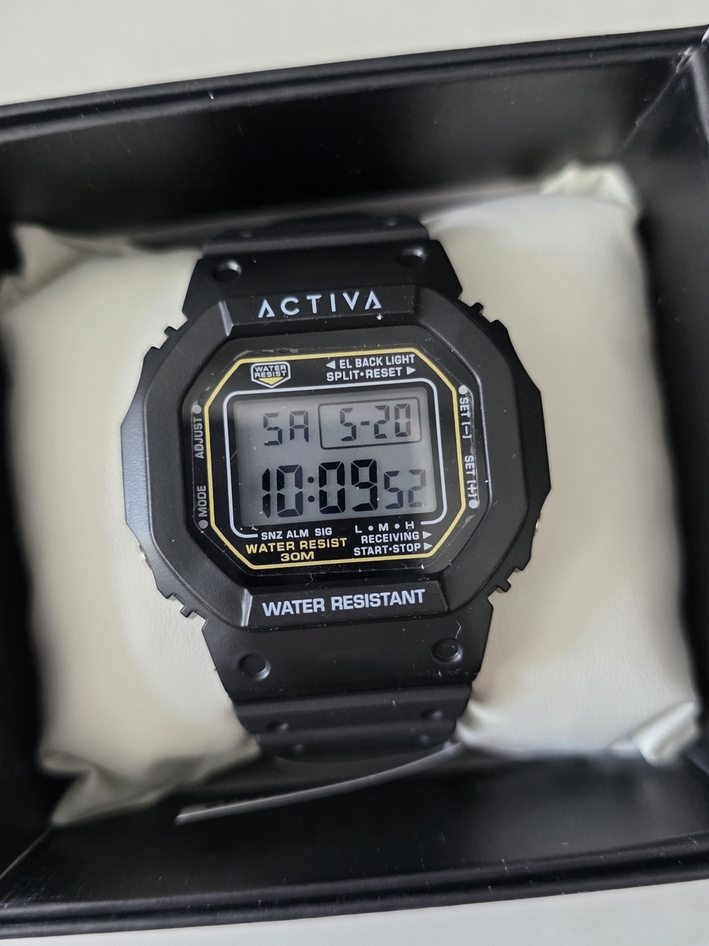 Activa Black Digital Watch with Yellow Accent